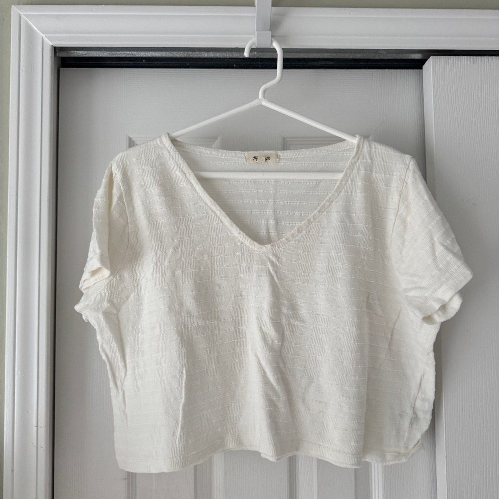 Madewell White V-Neck Women's Top